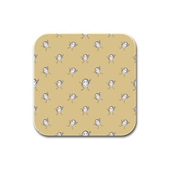 Happy Character Kids Motif Pattern Rubber Square Coaster (4 Pack)  by dflcprints