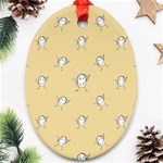 Happy Character Kids Motif Pattern Oval Ornament (Two Sides) Front