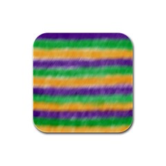 Mardi Gras Strip Tie Die Rubber Square Coaster (4 Pack)  by PhotoNOLA