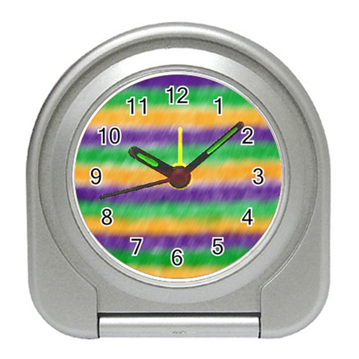 Mardi Gras Strip Tie Die Travel Alarm Clocks