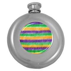 Mardi Gras Strip Tie Die Round Hip Flask (5 Oz) by PhotoNOLA