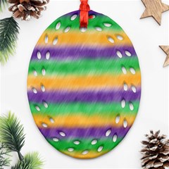 Mardi Gras Strip Tie Die Oval Filigree Ornament (two Sides)