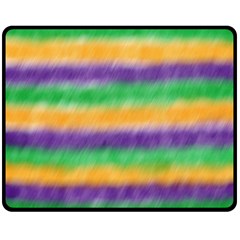 Mardi Gras Strip Tie Die Double Sided Fleece Blanket (medium)  by PhotoNOLA