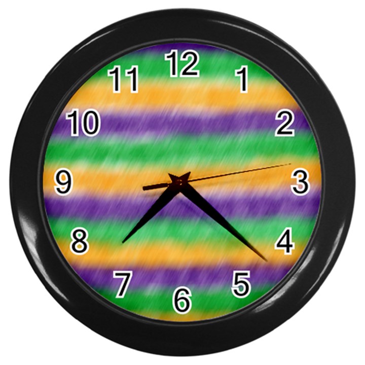 Mardi Gras Strip Tie Die Wall Clocks (Black)