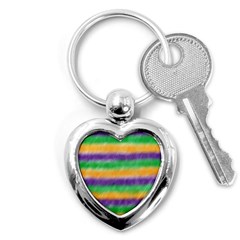 Mardi Gras Strip Tie Die Key Chains (heart)  by PhotoNOLA