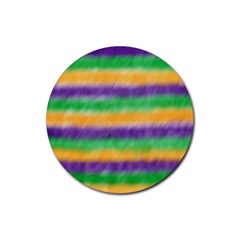 Mardi Gras Strip Tie Die Rubber Round Coaster (4 Pack)  by PhotoNOLA