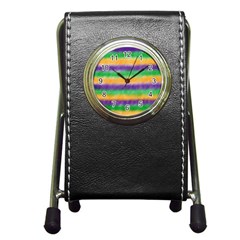 Mardi Gras Strip Tie Die Pen Holder Desk Clocks by PhotoNOLA