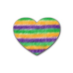 Mardi Gras Strip Tie Die Rubber Coaster (heart)  by PhotoNOLA