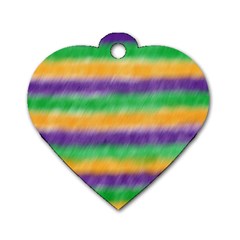 Mardi Gras Strip Tie Die Dog Tag Heart (two Sides) by PhotoNOLA