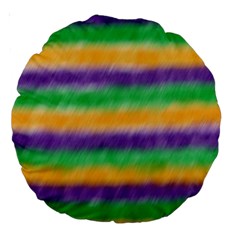 Mardi Gras Strip Tie Die Large 18  Premium Round Cushions by PhotoNOLA