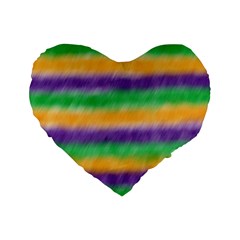 Mardi Gras Strip Tie Die Standard 16  Premium Heart Shape Cushions by PhotoNOLA