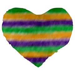 Mardi Gras Strip Tie Die Large 19  Premium Heart Shape Cushions by PhotoNOLA