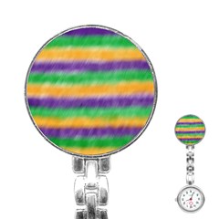 Mardi Gras Strip Tie Die Stainless Steel Nurses Watch by PhotoNOLA