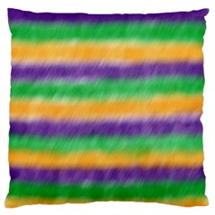 Mardi Gras Strip Tie Die Large Flano Cushion Case (two Sides) by PhotoNOLA