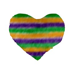 Mardi Gras Strip Tie Die Standard 16  Premium Flano Heart Shape Cushions by PhotoNOLA