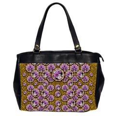 Gold Plates With Magic Flowers Raining Down Office Handbags (2 Sides)  by pepitasart