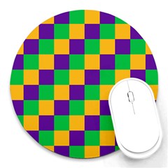 Mardi Gras Checkers Round Mousepads by PhotoNOLA