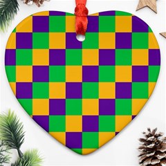 Mardi Gras Checkers Ornament (heart) by PhotoNOLA