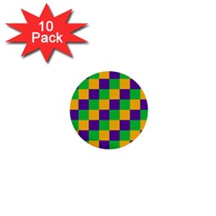 Mardi Gras Checkers 1  Mini Buttons (10 Pack)  by PhotoNOLA