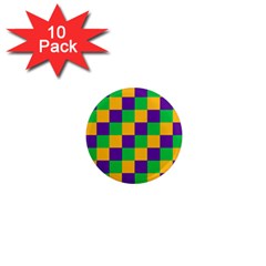 Mardi Gras Checkers 1  Mini Magnet (10 Pack)  by PhotoNOLA