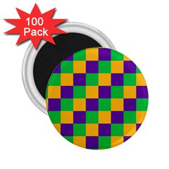 Mardi Gras Checkers 2 25  Magnets (100 Pack)  by PhotoNOLA