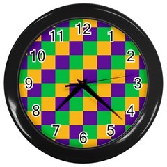 Mardi Gras Checkers Wall Clocks (black) by PhotoNOLA