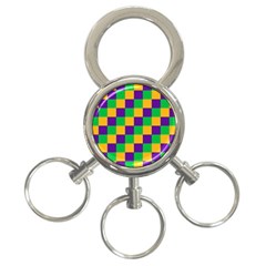 Mardi Gras Checkers 3-ring Key Chains by PhotoNOLA