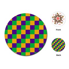 Mardi Gras Checkers Playing Cards (round)  by PhotoNOLA