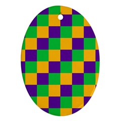 Mardi Gras Checkers Oval Ornament (two Sides)