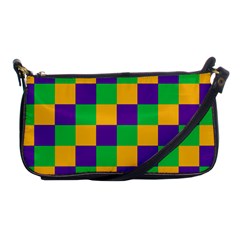 Mardi Gras Checkers Shoulder Clutch Bags by PhotoNOLA