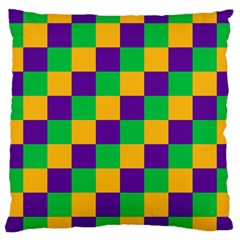 Mardi Gras Checkers Large Cushion Case (one Side) by PhotoNOLA