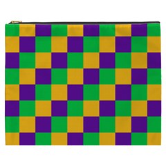 Mardi Gras Checkers Cosmetic Bag (xxxl)  by PhotoNOLA