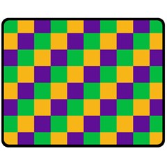 Mardi Gras Checkers Double Sided Fleece Blanket (medium)  by PhotoNOLA