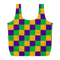 Mardi Gras Checkers Full Print Recycle Bags (l)  by PhotoNOLA