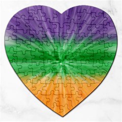 Mardi Gras Tie Die Jigsaw Puzzle (heart) by PhotoNOLA