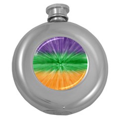 Mardi Gras Tie Die Round Hip Flask (5 Oz) by PhotoNOLA