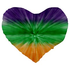 Mardi Gras Tie Die Large 19  Premium Heart Shape Cushions by PhotoNOLA