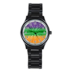 Mardi Gras Tie Die Stainless Steel Round Watch by PhotoNOLA