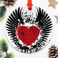 Wings Of Heart Illustration Ornament (round) by TastefulDesigns