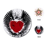 Wings Of Heart Illustration Playing Cards (Round)  Front