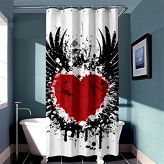 Wings Of Heart Illustration Shower Curtain 36  X 72  (stall)  by TastefulDesigns