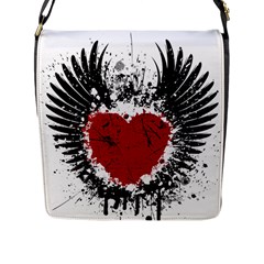 Wings Of Heart Illustration Flap Messenger Bag (l)  by TastefulDesigns