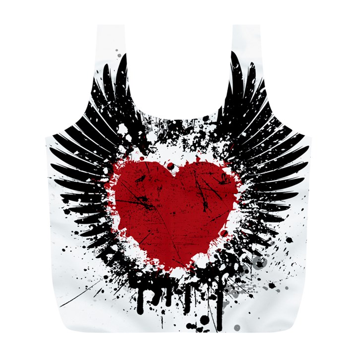 Wings Of Heart Illustration Full Print Recycle Bags (L) 