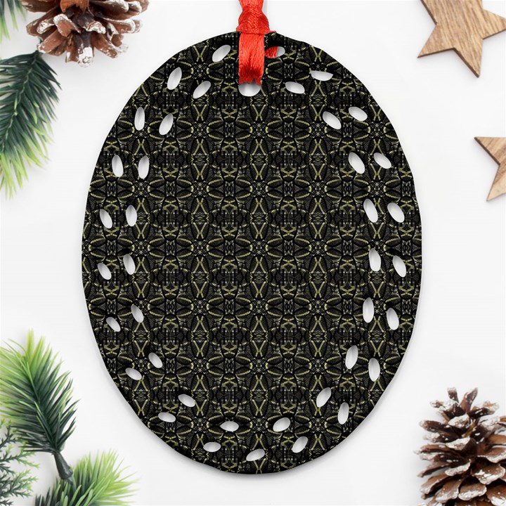 Dark Interlace Tribal  Oval Filigree Ornament (Two Sides)