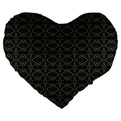 Dark Interlace Tribal  Large 19  Premium Heart Shape Cushions by dflcprints