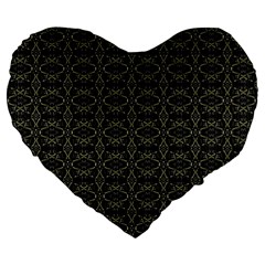 Dark Interlace Tribal  Large 19  Premium Flano Heart Shape Cushions by dflcprints