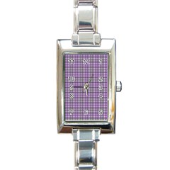 Mardi Gras Purple Plaid Rectangle Italian Charm Watch by PhotoNOLA