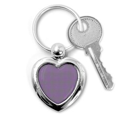 Mardi Gras Purple Plaid Key Chains (heart)  by PhotoNOLA