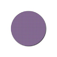 Mardi Gras Purple Plaid Rubber Coaster (round)  by PhotoNOLA