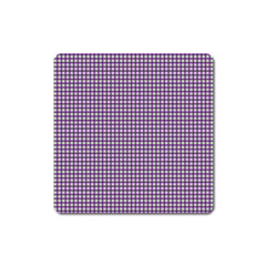 Mardi Gras Purple Plaid Square Magnet by PhotoNOLA